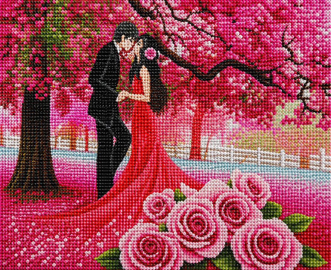 Romantic Cherry Blossom Couple Diamond Painting Kit