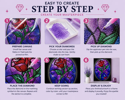 Step by step instructions for completing a diamond painting kit from canvas prep to framing | Azurra Shop