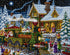 Close up of the finished Santa diamond painting riding the Rudolph Christmas train through a snowy village | Azurra Shop