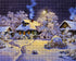 Close up of the finished snowy winter village night diamond painting | Azurra Shop