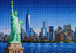 Finished Statue of Liberty diamond painting kit artwork with the Manhattan skyline and blue harbor water | Azurra Shop