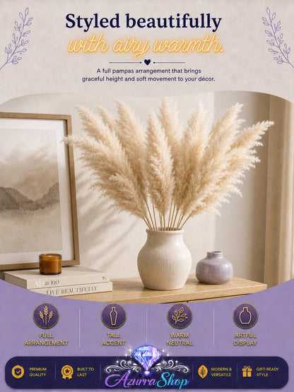 Tall Pampas Grass Stems, Set of 10