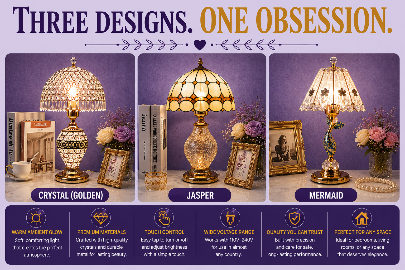 Luxurious Crystal Bedside Table Lamp