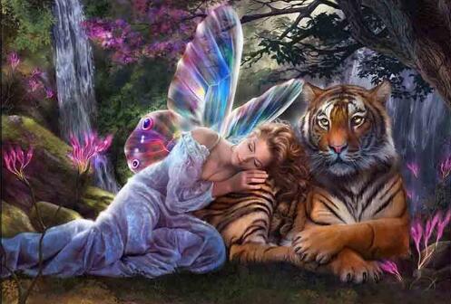 Tiger &amp; Fairy Diamond Painting