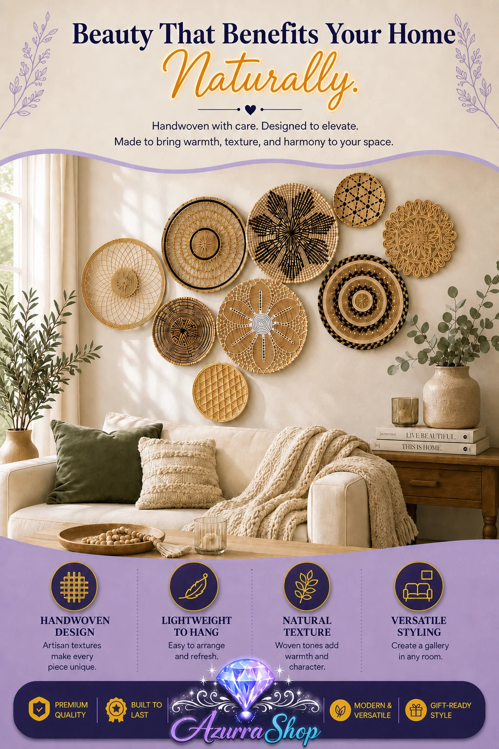 Timeless Woven Basket Wall Set, 9 Pieces