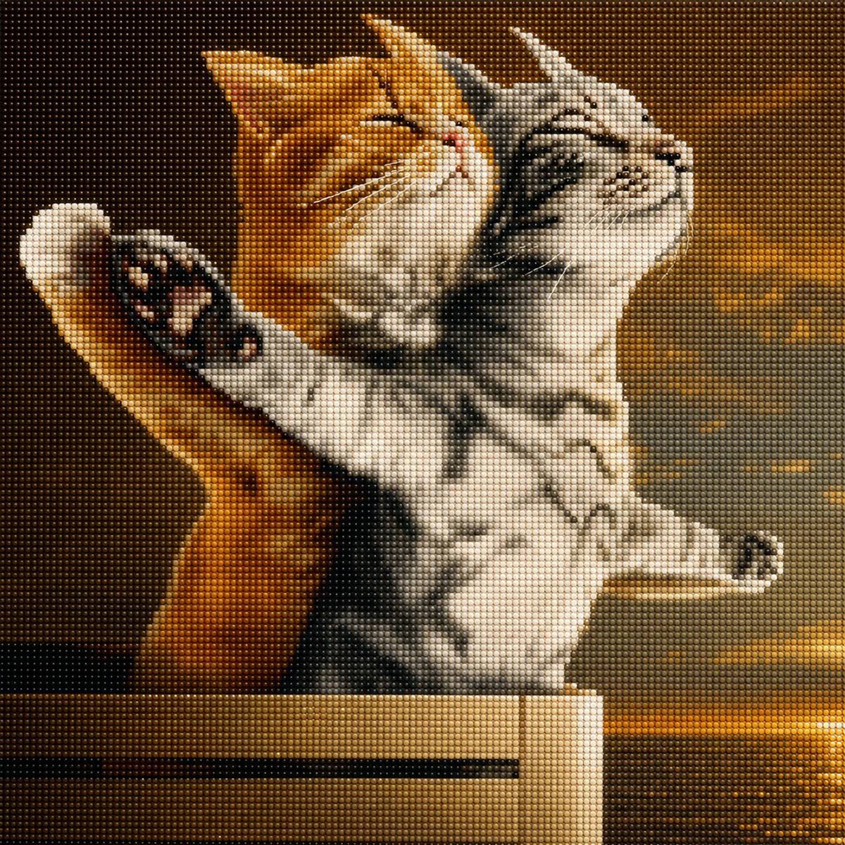 Close up of the finished Titanic kittens diamond painting | Azurra Shop