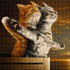 Close up of the finished Titanic kittens diamond painting | Azurra Shop