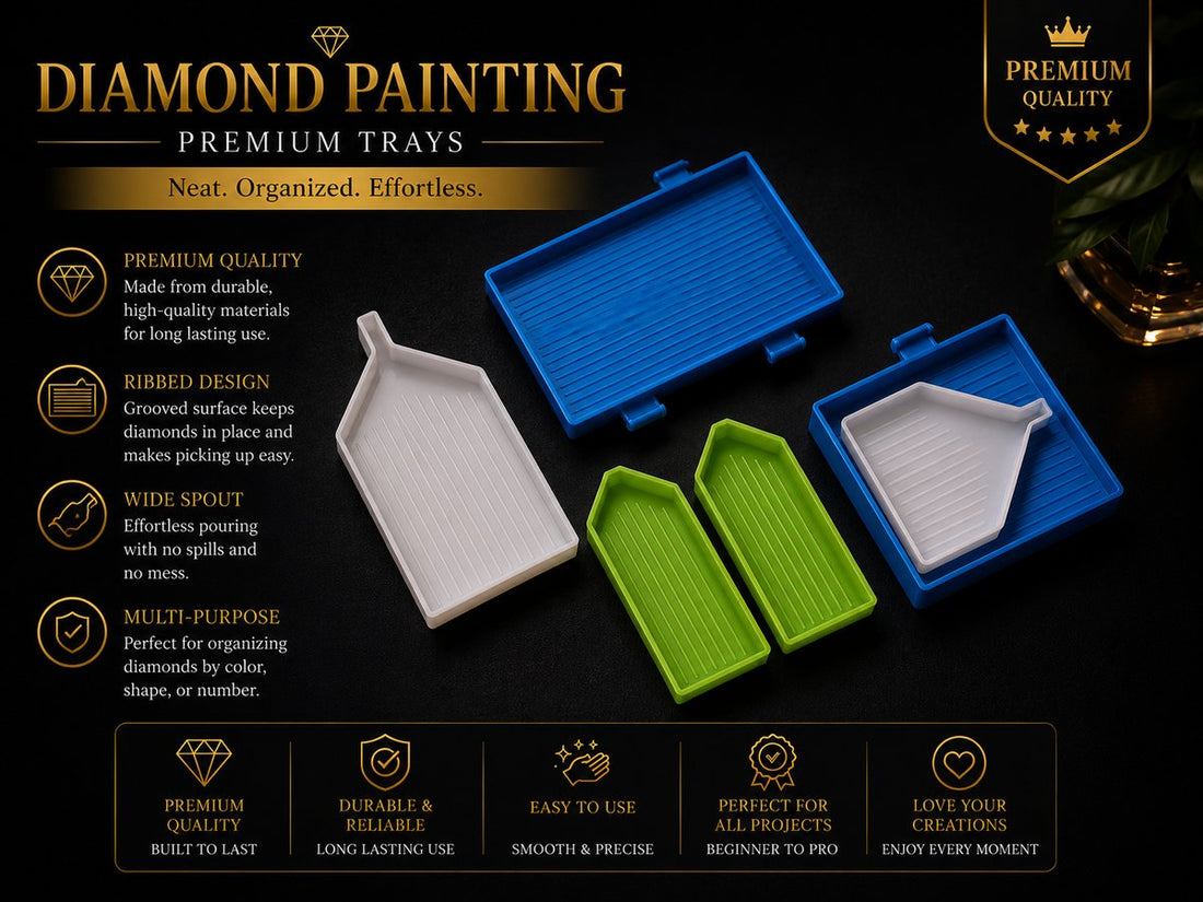 Sorting trays included in the diamond painting tool set with brushes
