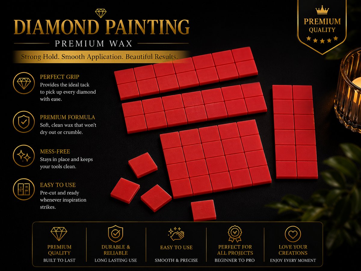 Wax pads included in the diamond painting tool set with brushes