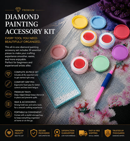 Round diamond painting wax containers in assorted colors on a canvas