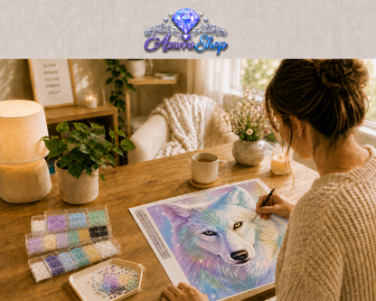 Rainbow Wolf Glow Diamond Painting Kit