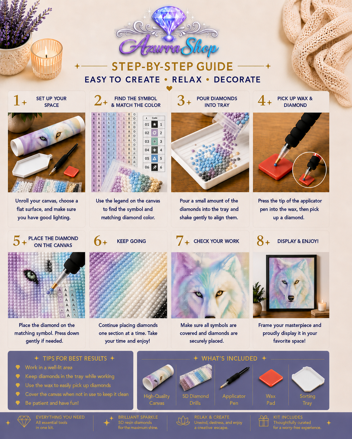 Rainbow Wolf Glow Diamond Painting Kit