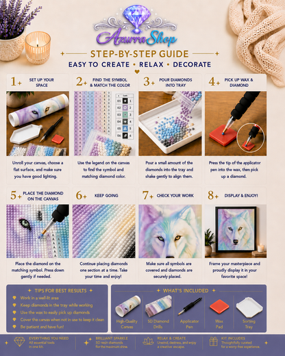 Rainbow Wolf Glow Diamond Painting Kit