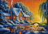 Close up of the finished winter swan cottage diamond painting with sparkling drills | Azurra Shop