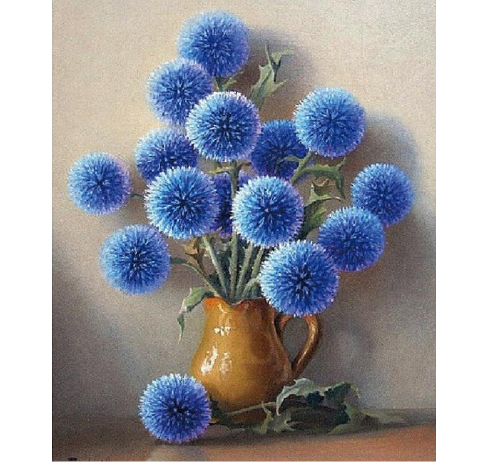 Blue Flower Vase Diamond Painting - Square Drill 5D DIY Kit Available in 12"x16", 16"x20" &amp; 20"x28" | Azurra Shop