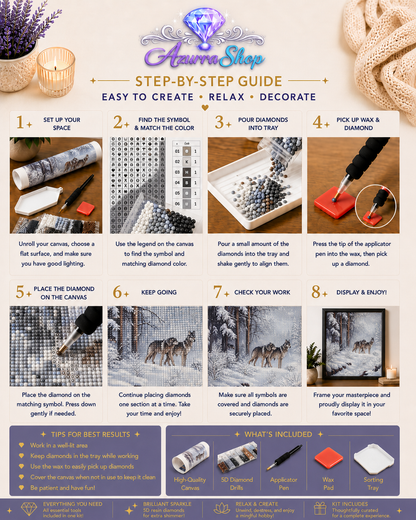 Wolves in Winter Forest Diamond Painting Kit