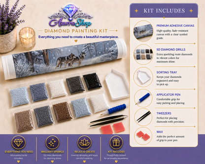 Wolves in Winter Forest Diamond Painting Kit